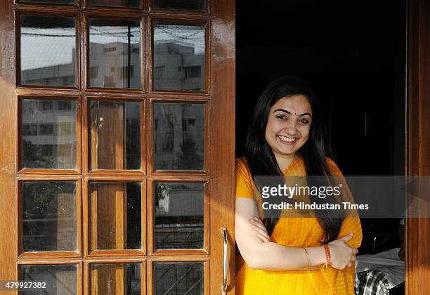 Leader Nupur Sharma poses for profile shoot on June 4, 2015 in New Delhi, India.