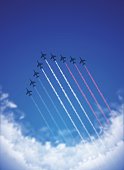 Bastille Day background[Air Show and Tricolor contrails]