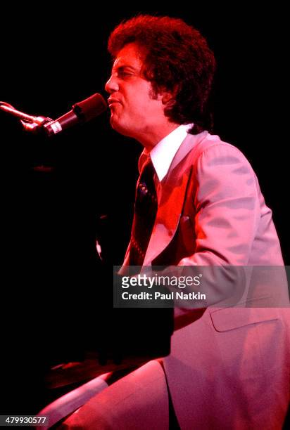 Musician Billy Joel performs onstage at the Riviera Theater, Chicago, Illinois, November 19, 1977.
