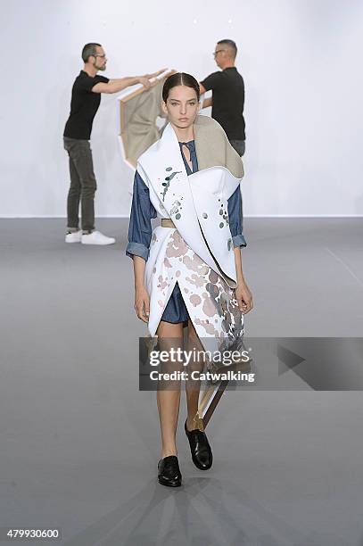 Model walks the runway at the Viktor & Rolf Autumn Winter 2015 fashion show during Paris Haute Couture Fashion Week on July 8, 2015 in Paris, France.