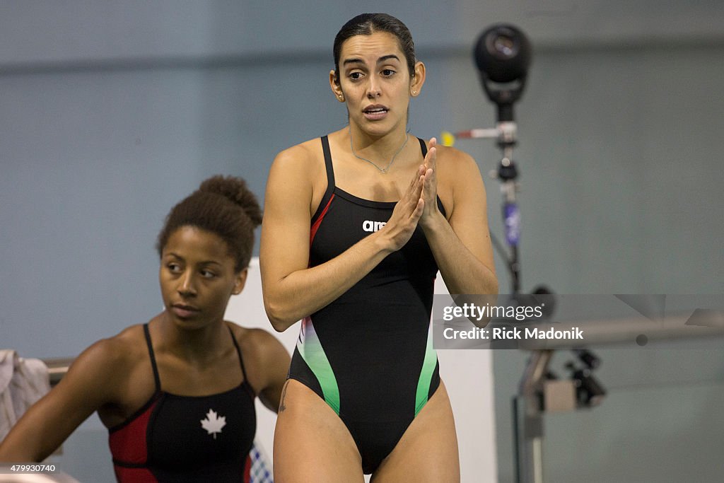 TORONTO, - JULY 8, 2015 - Jennifer Abel in line for the springboard ...