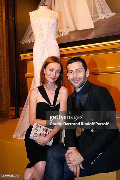 Model Audrey Marnay and Fashion designer Alexis Mabille attend the Presentation of the Alexis Mabille Haute Couture Fall/Winter 2015/2016 collection...