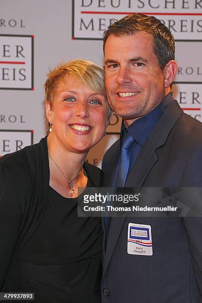 Christina Obergfoell and Boris Obergfoell attend the German Media Award on March 21, 2014 in Baden-Baden, Germany. The German Media Awards was...
