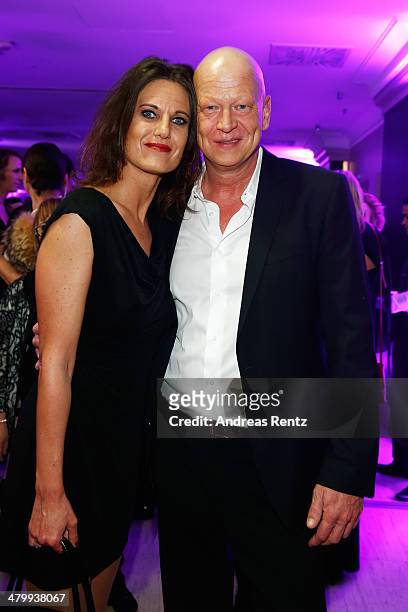 Michael Naseband and partner attend the GLORIA - German Cosmetic Award at Hilton Hotel on March 21, 2014 in Duesseldorf, Germany.