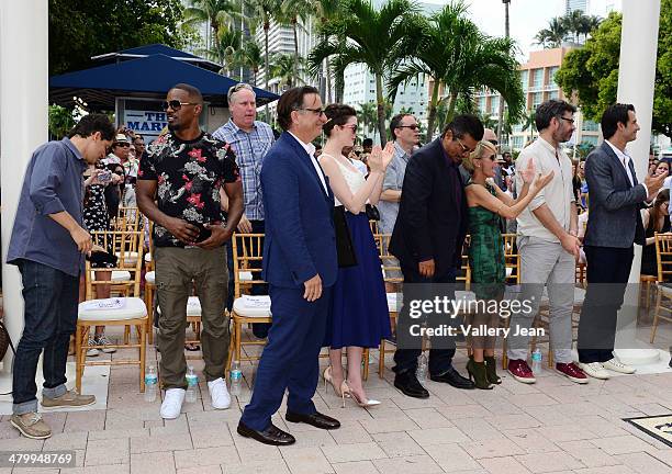 Carlos Saldanha, Jamie Foxx, Andy Garcia, Anne Hathaway, George Lopez, Kristin Chenoweth, Jemaine Clement and Rodrigo Santoro attend Miami Walk Of...