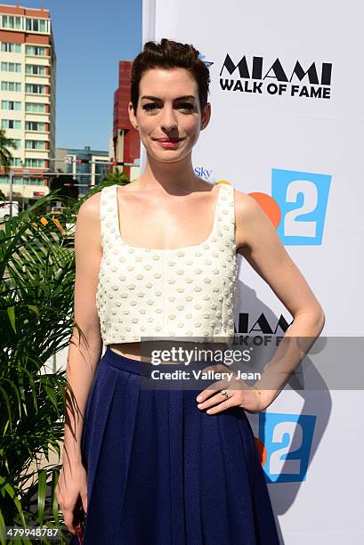 Anne Hathaway attends Miami Walk Of Fame unveiling at Bayside Marketplace on March 21, 2014 in Miami, Florida.
