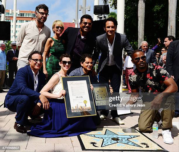 Jemaine Clement, Kristin Chenoweth, George Lopez, Rodrigo Santoro, Andy Garcia, Anne Hathaway, Carlos Saldanha and Jamie Foxx attend Miami Walk Of...