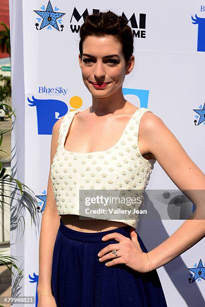 Anne Hathaway attends Miami Walk Of Fame unveiling at Bayside Marketplace on March 21, 2014 in Miami, Florida.