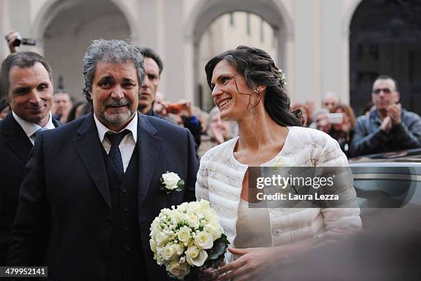 Veronica Berti arrives at Sanctuary of Madonna di Montenero for his wedding with Italian singer Andrea Bocelli on March 21, 2014 in Livorno, Italy.