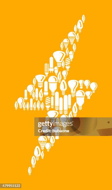 thunder sign on vector lightbulb pattern background - lightning background white stock illustrations