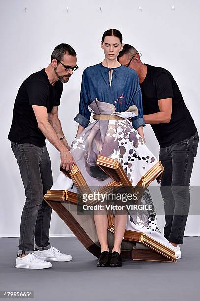 Viktor Horsting and Rolf Snoeren during the Viktor&Rolf show as part of Paris Fashion Week Haute Couture Fall/Winter 2015/2016 on July 8, 2015 in...