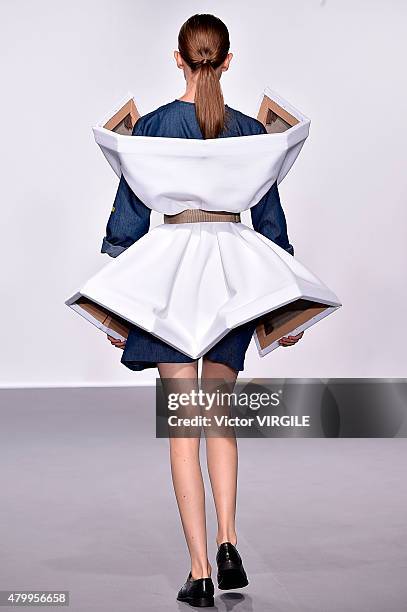 Model walks the runway during the Viktor&Rolf show as part of Paris Fashion Week Haute Couture Fall/Winter 2015/2016 on July 8, 2015 in Paris, France.