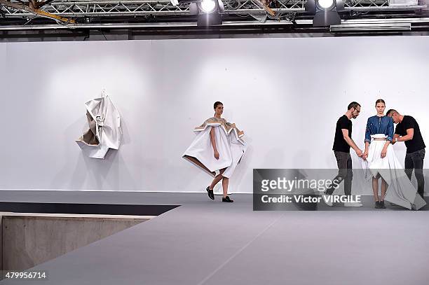 Viktor Horsting and Rolf Snoeren during the Viktor&Rolf show as part of Paris Fashion Week Haute Couture Fall/Winter 2015/2016 on July 8, 2015 in...