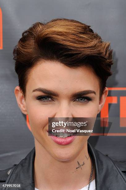 Ruby Rose visits "Extra" at Universal Studios Hollywood on July 8, 2015 in Universal City, California.