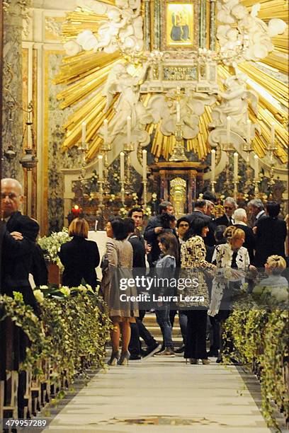 View of the Sanctuary of Madonna di Montenero is seen before the wedding of Italian singer Andrea Bocelli with Veronica Berti on March 21, 2014 in...