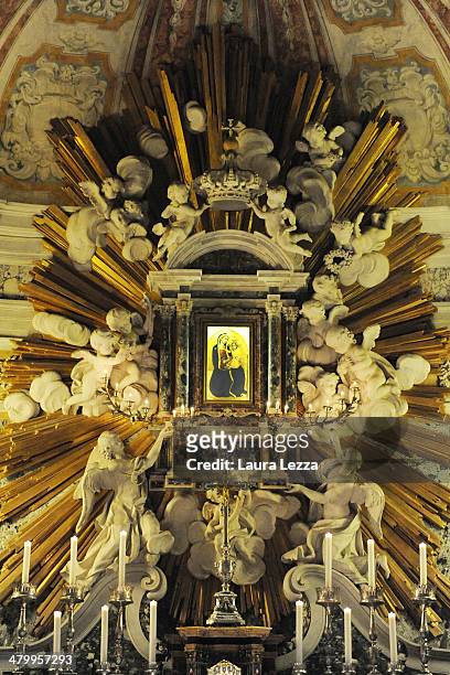View of the Sanctuary of Madonna di Montenero is seen after the wedding of Italian singer Andrea Bocelli with Veronica Berti on March 21, 2014 in...