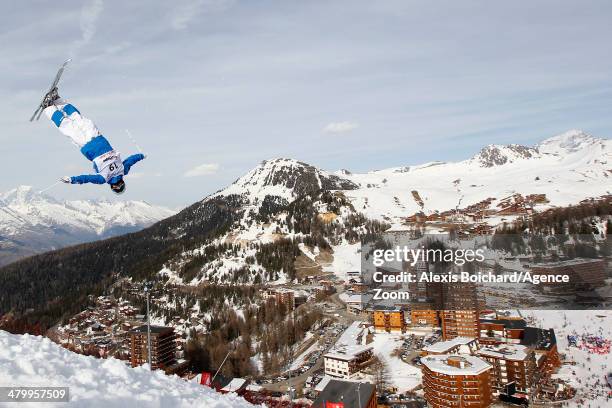 Benjamin Cavet of France takes 3rd place during the FIS Freestyle Ski World Cup Men's and Women's Dual Moguls on March 21, 2014 in La Plagne, France.