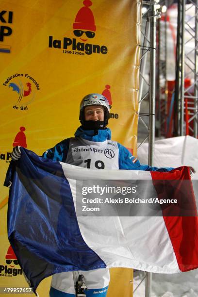 Benjamin Cavet of France takes 3rd place during the FIS Freestyle Ski World Cup Men's and Women's Dual Moguls on March 21, 2014 in La Plagne, France.