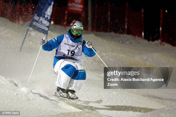 Benjamin Cavet of France takes 3rd place during the FIS Freestyle Ski World Cup Men's and Women's Dual Moguls on March 21, 2014 in La Plagne, France.