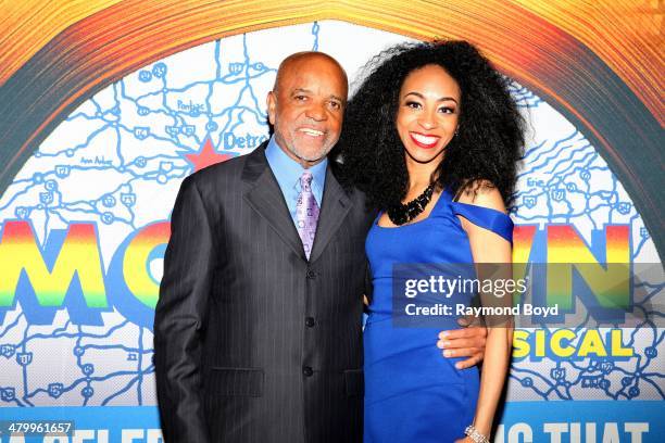 Former Motown Records Founder and Producer Berry Gordy, Jr. And actress and singer Allison Semmes, poses for photos during a presentation of the...