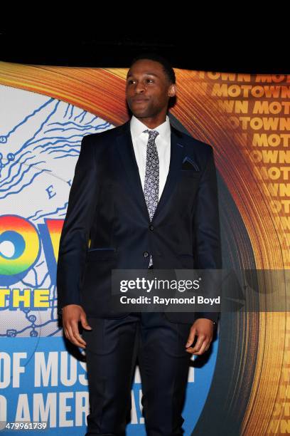 Actor and singer Jarran Muse, poses for photos during a presentation of the national touring company of "Motown The Musical", at the Oriental Theater...