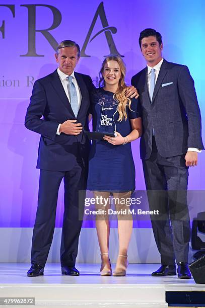 Marc Bolland, Marks and Spencer Award winner Katie Hyde and Vernon Kay attend the Fashion Retail Academy 10th Anniversary Awards at Freemasons' Hall...