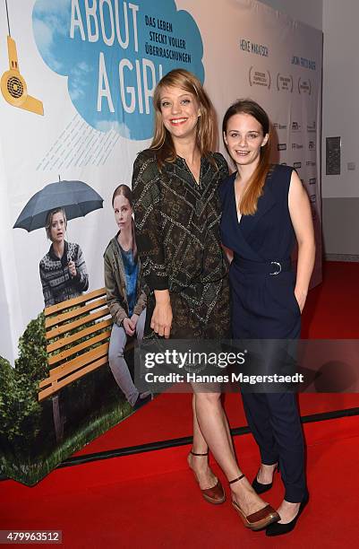 Actress Heike Makatsch and Jasna Fritzi Bauer attends 'About a girl' German Premiere at ARRI Kino on July 8, 2015 in Munich, Germany.