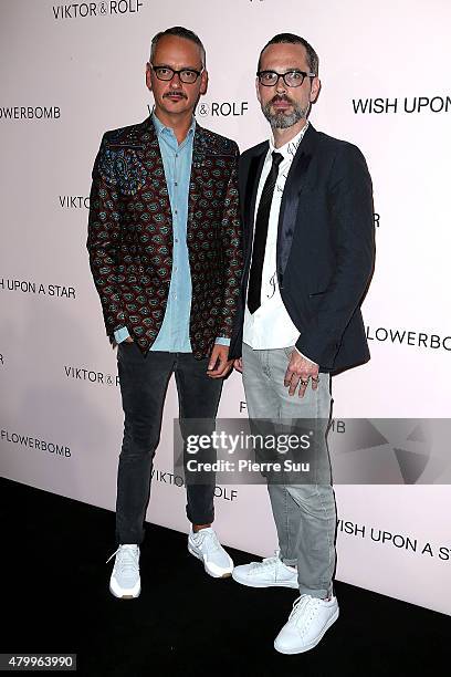 Viktor Horsting and Rolf Snoeren attend the Viktor&Rolf FlowerBomb Fragrance 10th Anniversary Party as part of Paris Fashion Week Haute Couture...