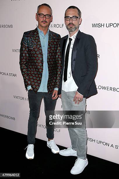 Viktor Horsting and Rolf Snoeren attend the Viktor&Rolf FlowerBomb Fragrance 10th Anniversary Party as part of Paris Fashion Week Haute Couture...