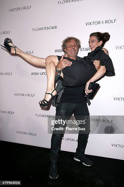 Renzo Rosso and Nathalie Duran attend the Viktor&Rolf FlowerBomb Fragrance 10th Anniversary Party as part of Paris Fashion Week Haute Couture...