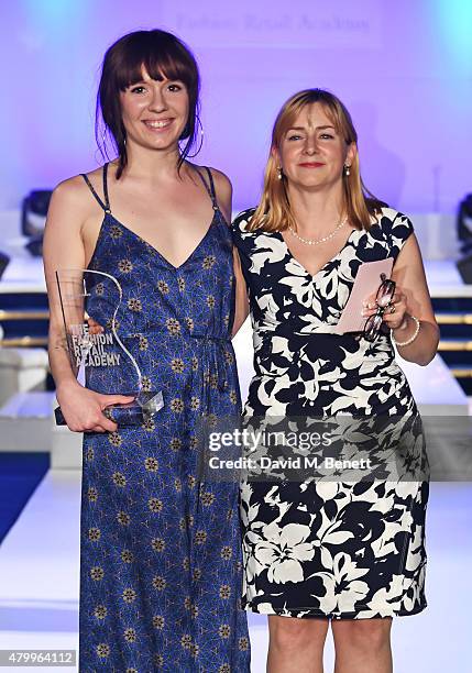 Accenture Award winner Chelsea Enis and Lucy Larkin attend the Fashion Retail Academy 10th Anniversary Awards at Freemasons' Hall on July 8, 2015 in...