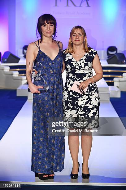 Accenture Award winner Chelsea Enis and Lucy Larkin attend the Fashion Retail Academy 10th Anniversary Awards at Freemasons' Hall on July 8, 2015 in...