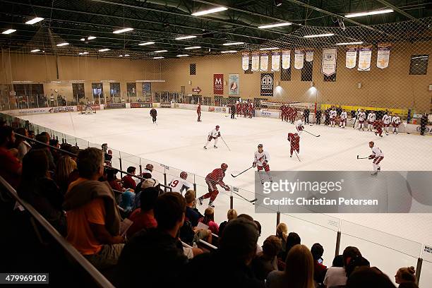 Arizona Coyotes prospects participant in the development camp at the Ice Den on July 8, 2015 in Scottsdale, Arizona.