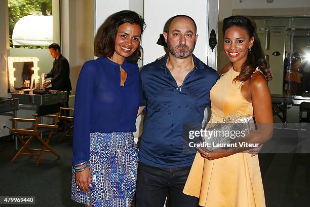 Laurence Roustandjee, Designer Dany Atrache and Alicia Fall attend the Danny Atrache show as part of Paris Fashion Week Haute Couture Fall/Winter...