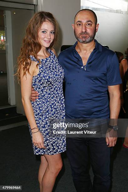 Cyrielle Joelle and Designer Dany Atrache attend the Danny Atrache show as part of Paris Fashion Week Haute Couture Fall/Winter 2015/2016 on July 8,...