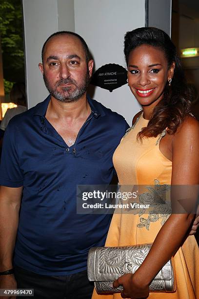 Designer Dany Atrache and Alicia Fall attend the Danny Atrache show as part of Paris Fashion Week Haute Couture Fall/Winter 2015/2016 on July 8, 2015...