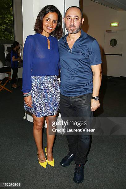 Laurence Roustandjee and Designer Dany Atrache attend the Danny Atrache show as part of Paris Fashion Week Haute Couture Fall/Winter 2015/2016 on...