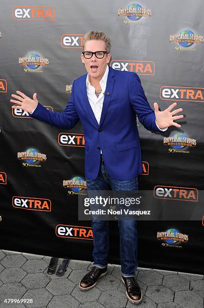 Mark McGrath visits "Extra" at Universal Studios Hollywood on July 8, 2015 in Universal City, California.