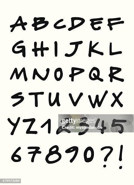hand drawn alphabet - b w stock-grafiken, -clipart, -cartoons und -symbole