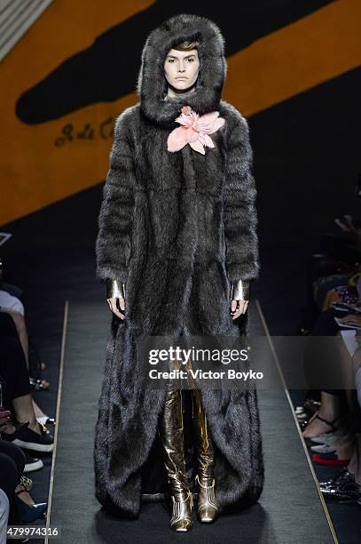 Model walks the runway during the Fendi show as part of Paris Fashion Week Haute Couture Fall/Winter 2015/2016 on July 8, 2015 in Paris, France.