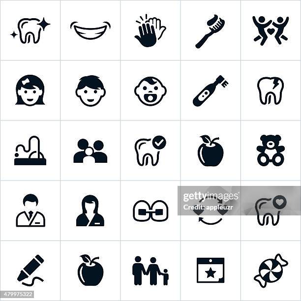 pediatric dentistry symbole - zahnarzt stock-grafiken, -clipart, -cartoons und -symbole