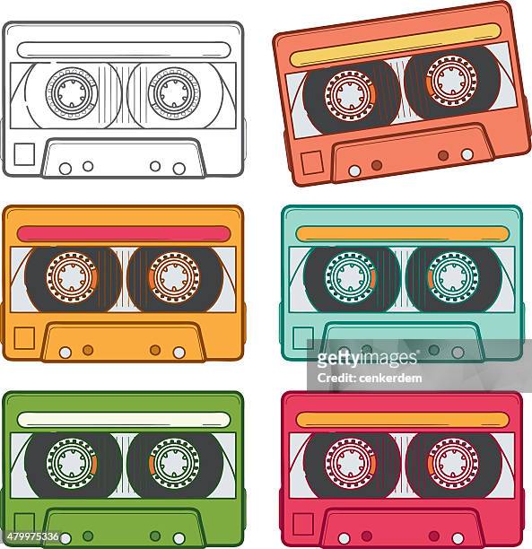 vector cassette set - 1982 stock illustrations