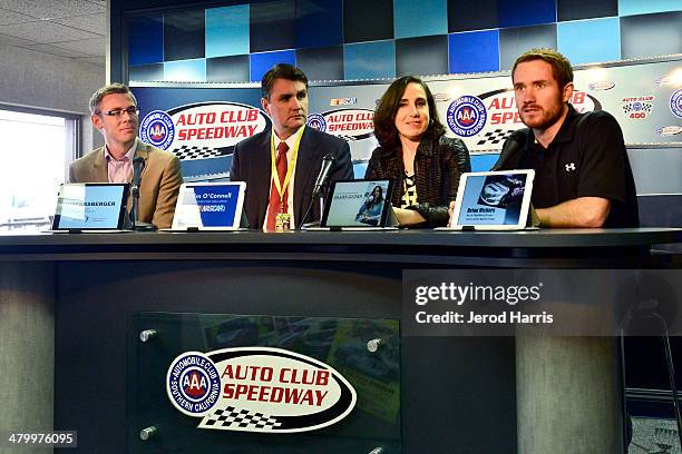 Janssen Pharmaceuticals Group Product Director Gregg Ruppersberger, NASCAR Chief Sales Officer Jim O'Connell, Auto Club Speedway President Gillian...