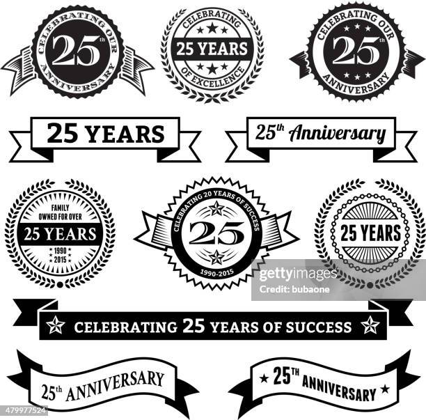 twenty five year anniversary vector badge set vector background - 25 year vector stock illustrations