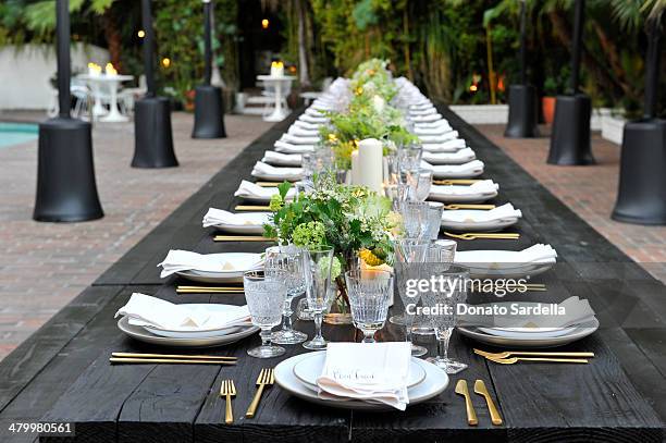 General view of the atmosphere at the Sandro Paris celebration at Chateau Marmont with a special performance by Polica at Chateau Marmont on March...