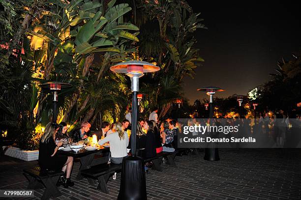 General view of the atmosphere at the Sandro Paris celebration at Chateau Marmont with a special performance by Polica at Chateau Marmont on March...