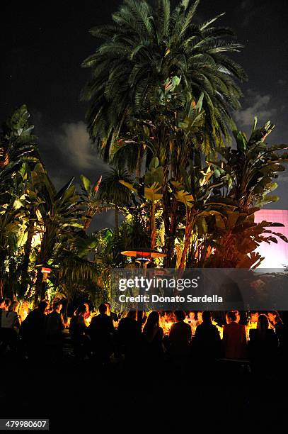 General view of the atmosphere at the Sandro Paris celebration at Chateau Marmont with a special performance by Polica at Chateau Marmont on March...