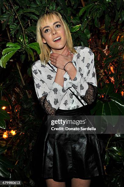 Actress/musician Jena Malone attends the Sandro Paris celebration at Chateau Marmont with a special performance by Polica at Chateau Marmont on March...