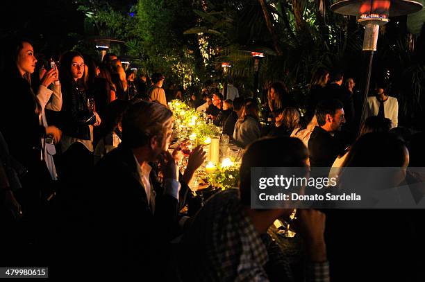 General view of the atmosphere at the Sandro Paris celebration at Chateau Marmont with a special performance by Polica at Chateau Marmont on March...