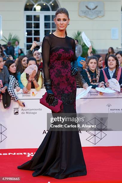 Spanish actress Elizabeth Reyes attends the 17th Malaga Film Festival 2014 opening ceremony at the Cervantes Theater on March 21, 2014 in Malaga,...